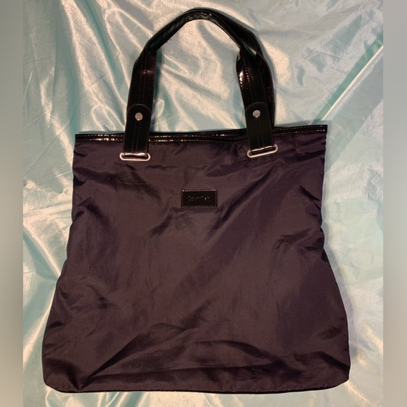 Calvin Klein Black Nylon tote bag magnetic snap shoulder bag - Picture 1 of 5